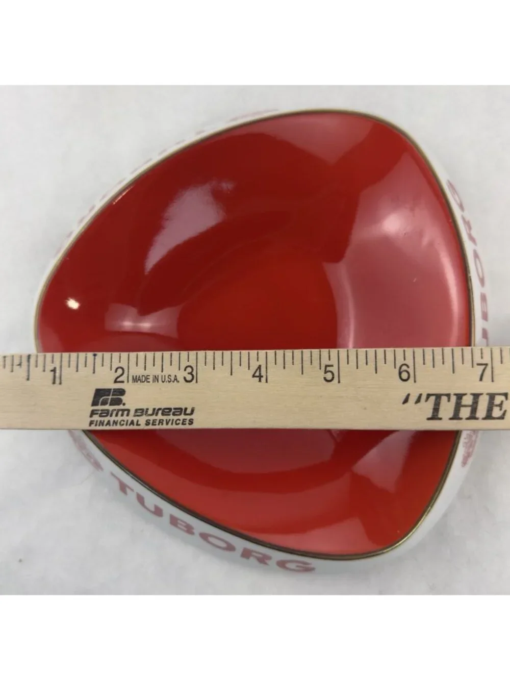 Vintage Tuborg Beer Advertising Ashtray Lunéville France Porcelain Red Barware
